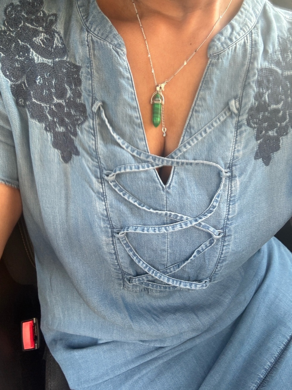 Sterling Silver Necklace with Green Glass Pendant